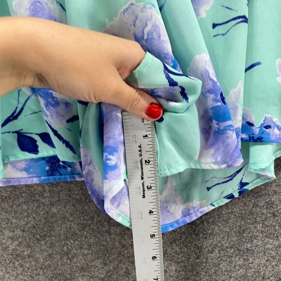 Mod Shorts Women M Medium Green Floral High Rise Hot Pants Pull On Lined Casual - Picture 8 of 11